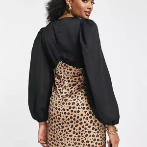 Never Fully Dressed Balloon Sleeve Leopard Mini Dress