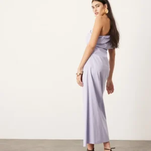 ASOS Edition One Shoulder Ruched Lilac Maxi
