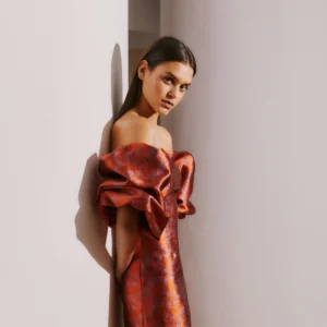 Redondo Copper/Orange Strapless Midi Dress