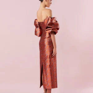 Redondo Copper/Orange Strapless Midi Dress