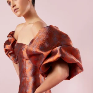 Redondo Copper/Orange Strapless Midi Dress