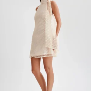 Meshki Aubriella Sequin Halter Mini Dress with Tie
