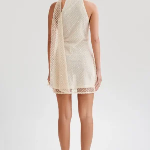 Meshki Aubriella Sequin Halter Mini Dress with Tie