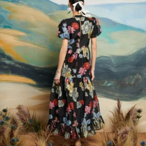 Dream Sister Jane Metallic Floral Jacquard Midi Dress