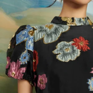 Dream Sister Jane Metallic Floral Jacquard Midi Dress