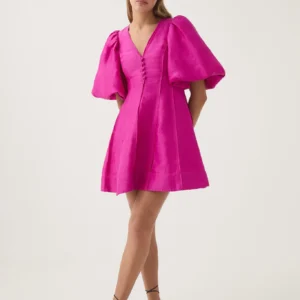 Aje Dusk Pink Sleeve Mini Dress