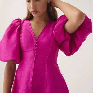 Aje Dusk Pink Sleeve Mini Dress