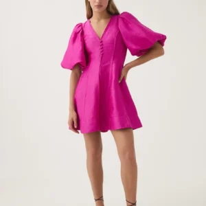 Aje Dusk Pink Sleeve Mini Dress
