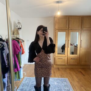 Never Fully Dressed Balloon Sleeve Leopard Mini Dress