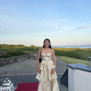 Self Portrait Gold Metallic Tiered Midi Dress
