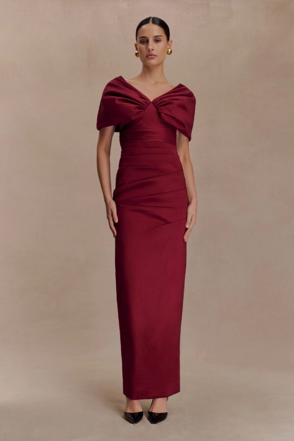 Thelma Bardot Maxi Dress -Wine