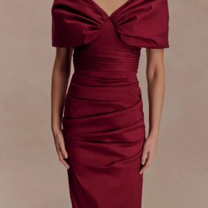 Thelma Bardot Maxi Dress -Wine