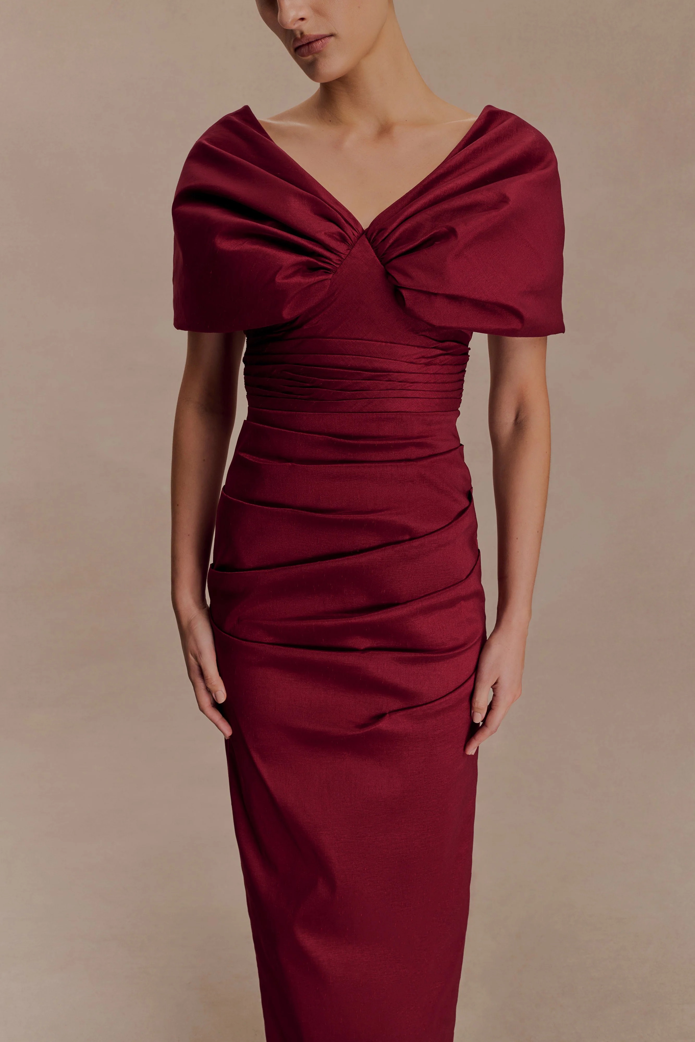 Thelma Bardot Maxi Dress -Wine - Image 2