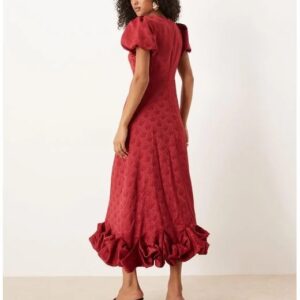 Sister Jane Puff Sleeve Bubble Hem Midi Dress