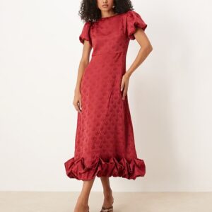 Sister Jane Puff Sleeve Bubble Hem Midi Dress