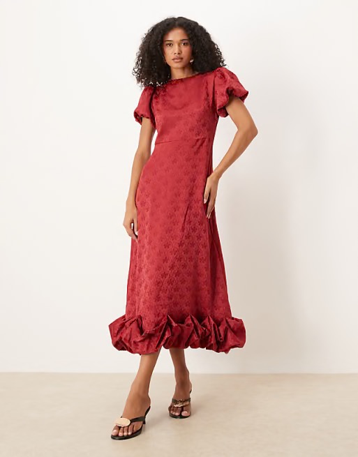 Sister Jane Puff Sleeve Bubble Hem Midi Dress