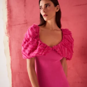 Redondo Brand Pink Maxi Dress with Fringe Detailing