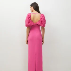 Redondo Brand Pink Maxi Dress with Fringe Detailing