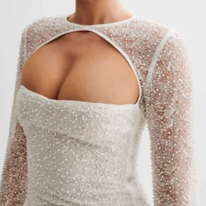 Meshki Paxton Pearl Beaded Mini Dress