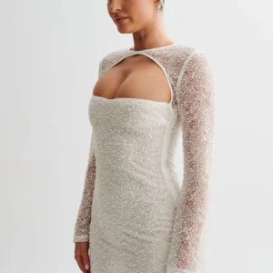Meshki Paxton Pearl Beaded Mini Dress