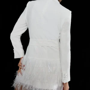 Karen Millen Satin Crepe Feather Hem Mini Dress