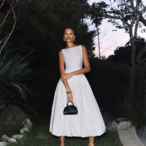Reformation White Midi Skater Dress