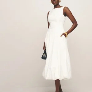 Reformation White Midi Skater Dress