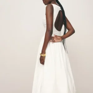 Reformation White Midi Skater Dress