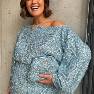 NeverFullyDressed Tilly Top & Jaspre Skirt - Ice Blue Sequins