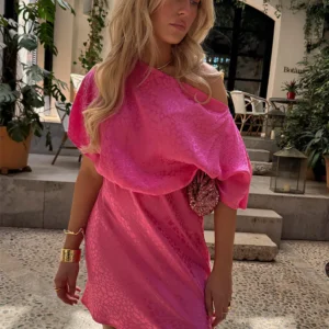Never Fully Dressed Petite Pink Jacquard Mini