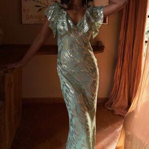 Never Fully Dressed Sage Jacquard Tilda Dress